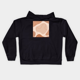 Brown and Beige Neutral Color Geometric Art Shapes and Lines Kids Hoodie